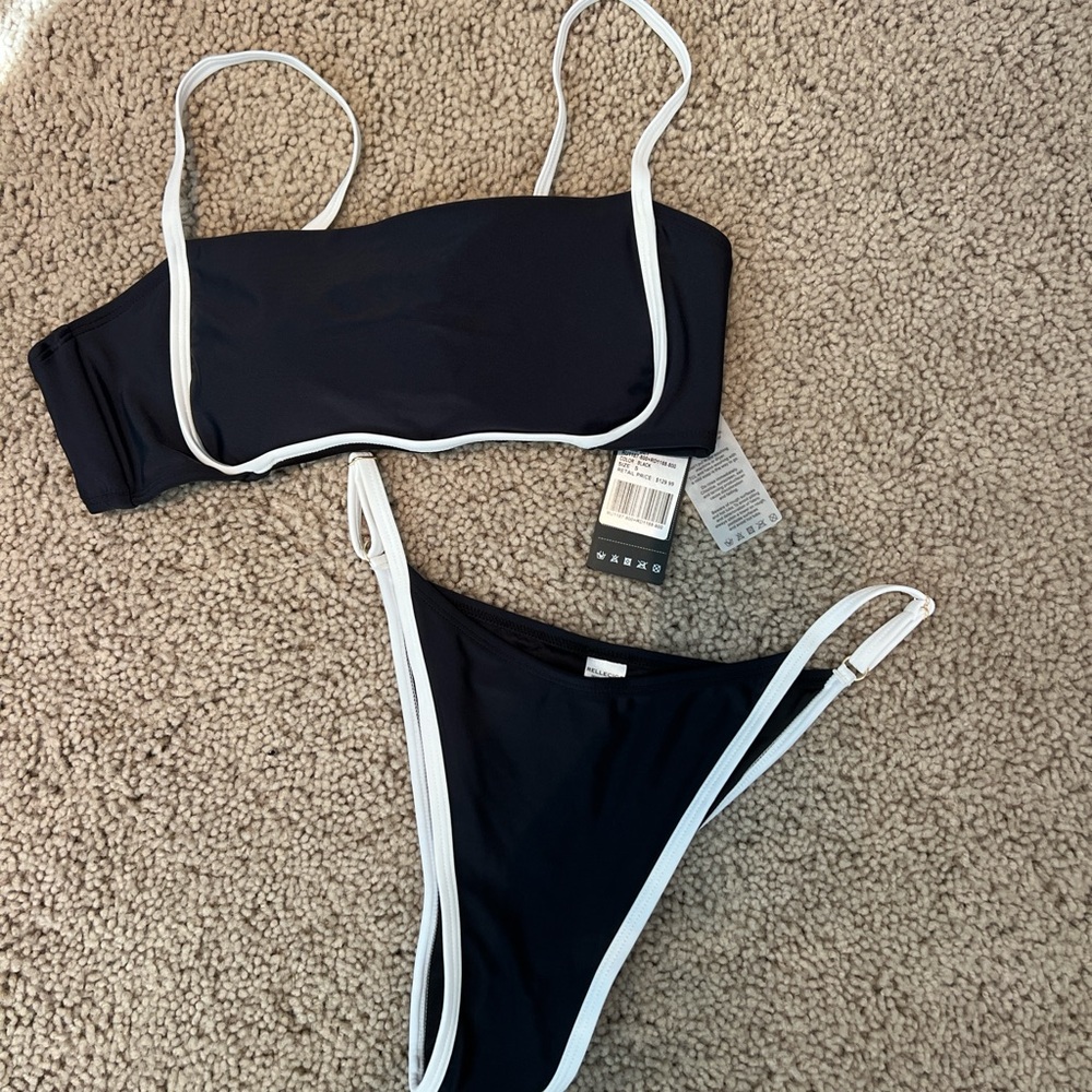 RELLECIGA Black Bikini with White Trim